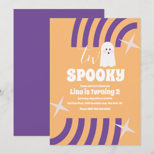 Spooky Two Groovy Halloween Ghost Party Invitation