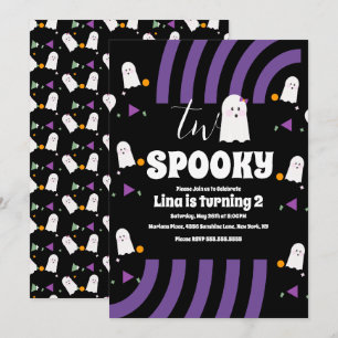 Spooky Two Groovy Letters Halloween Ghost Party Invitation