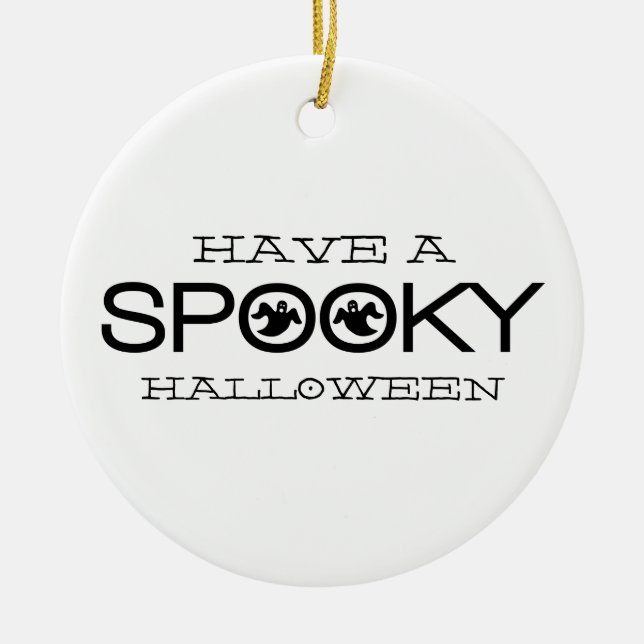 Spooky Typography Halloween Ornament (Front)