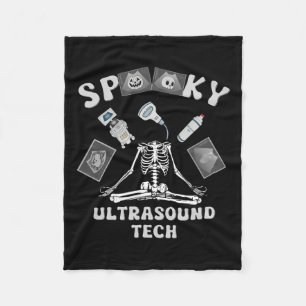 Spooky Ultrasound Tech Skeleton Halloween Costume Fleece Blanket