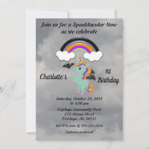 Spooky Unicorn 1st Birthday Invitation