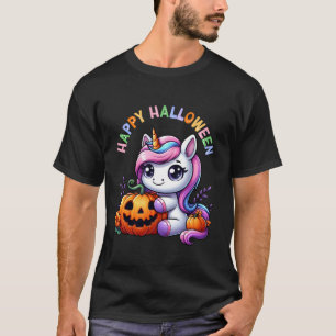 Spooky Unicorn Pumpkin Happy Halloween Costume Gir T-Shirt