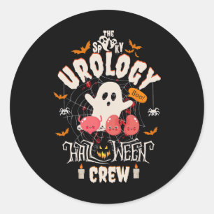 Spooky Urology Halloween Crew Cute Ghost Nurse Stu Classic Round Sticker