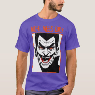 Spooky Vampire Fangs Halloween Graphic Night Vibes T-Shirt