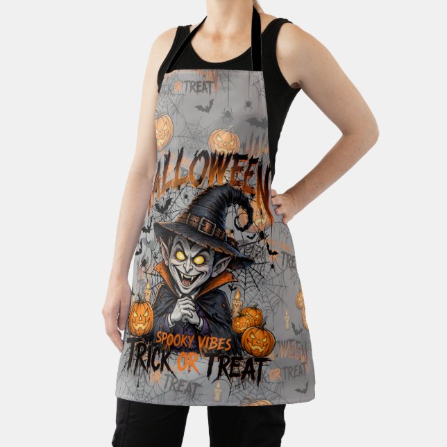 Spooky Vampire Halloween Kitchen Apron (Insitu)