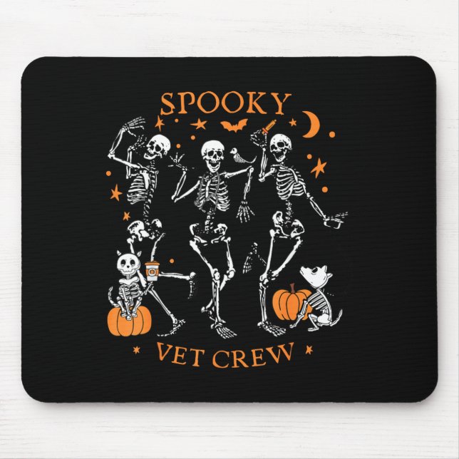 Spooky Vet Ccrew Skeleton Dancing Veterinary Med Mouse Mat (Front)
