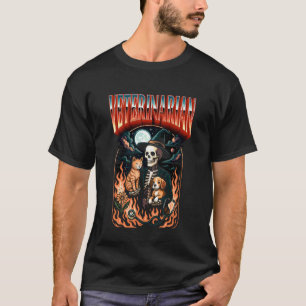 Spooky Veterinarian Skeleton with Cat & Dog Hallow T-Shirt