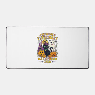 Spooky Veterinary Halloween Crew Black Cat Ghost P Desk Mat