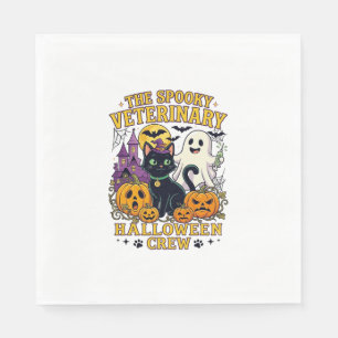 Spooky Veterinary Halloween Crew Black Cat Ghost P Napkin
