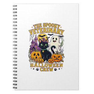 Spooky Veterinary Halloween Crew Black Cat Ghost P Notebook