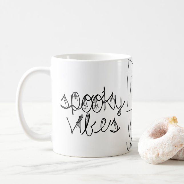 Spooky Vibes Abstract Spiders    Coffee Mug (With Donut)