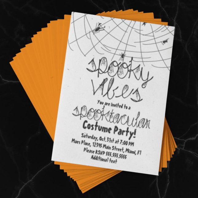 Spooky Vibes Abstract Spiders Halloween Party Invitation (Creator Uploaded)