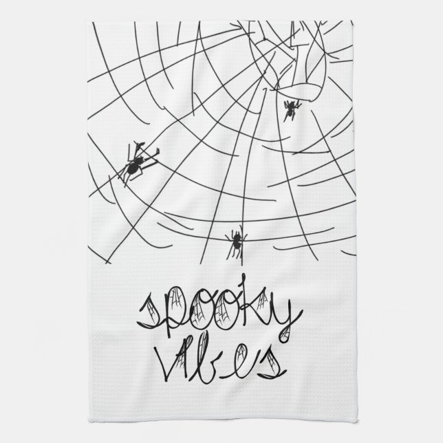 Spooky Vibes Abstract Spiders      Tea Towel (Vertical)
