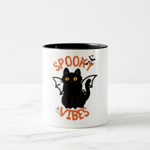 Spooky Vibes Cat Face Halloween Mug
