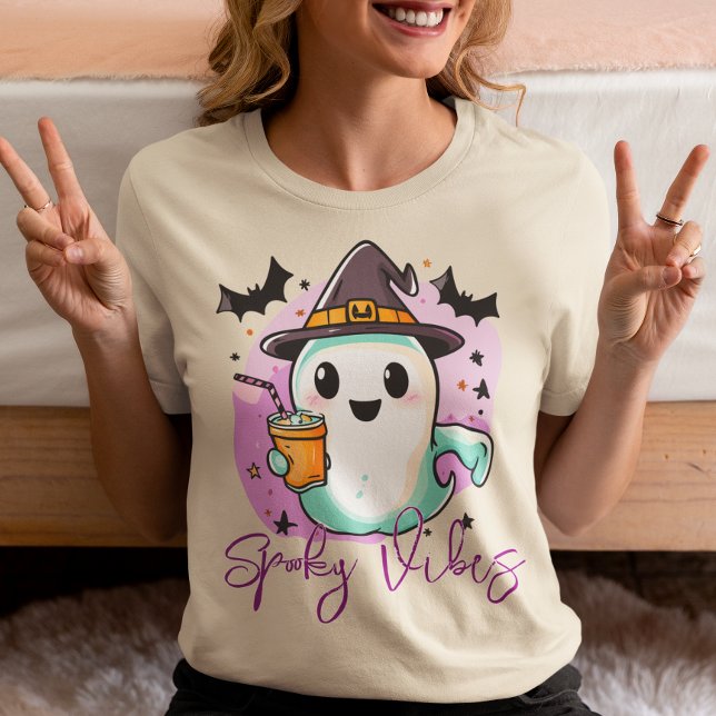 Spooky Vibes Cute Ghost Halloween Tri-Blend Shirt (Creator Uploaded)