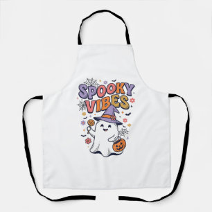 Spooky Vibes Cute Ghost Vintage Halloween Design_1 Apron