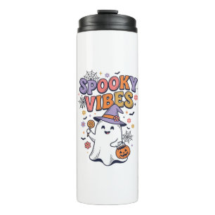 Spooky Vibes Cute Ghost Vintage Halloween Design_1 Thermal Tumbler