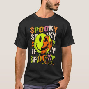 Spooky Vibes Dripping Creepy Smile Face Pumpkin Ha T-Shirt