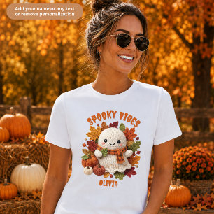Spooky Vibes Faux Crochet Ghost Family Matching T-Shirt
