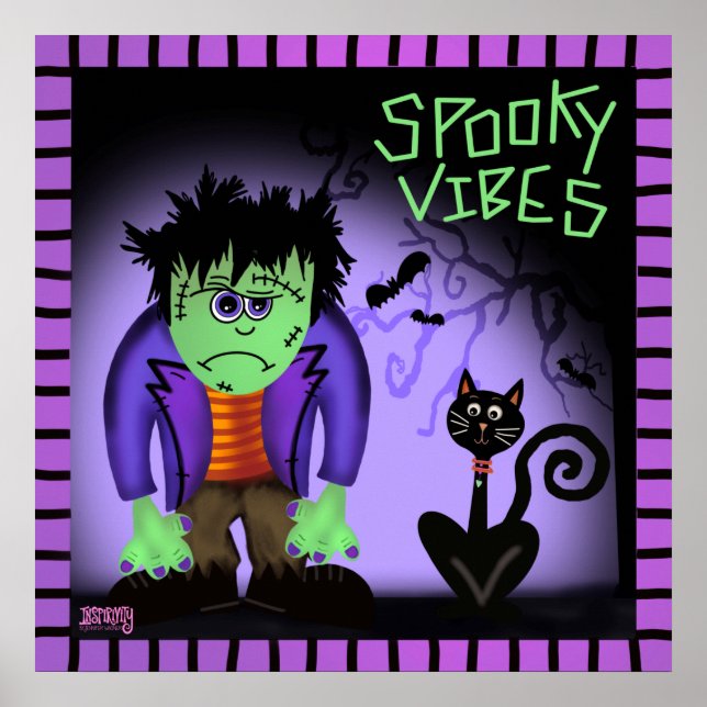Spooky Vibes Frankenstein Classroom Inspirivity Poster (Front)