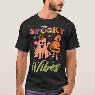 Spooky Vibes Ghost And Pumpkin Halloween Funny T-Shirt