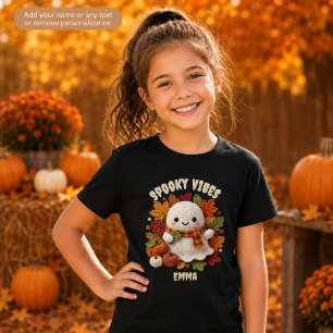 Spooky Vibes Ghost Personalised Kids Halloween T-Shirt