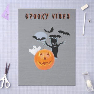 Spooky Vibes Ghost Pumpkin Halloween Design Tissue Paper