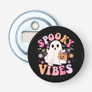 Spooky Vibes Ghost Retro Groovy Halloween Bottle Opener