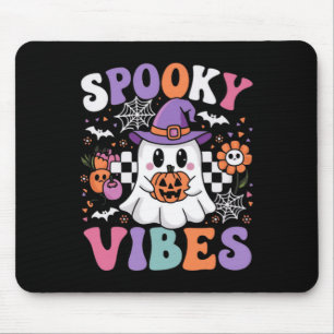 Spooky Vibes Ghost Retro Groovy Halloween Kids Gir Mouse Mat