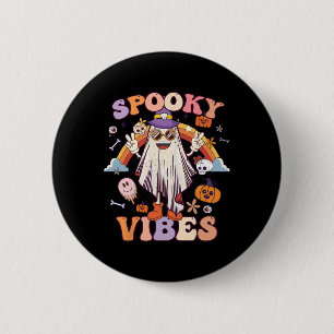 Spooky Vibes Ghost Retro Groovy Halloween Women Gi 6 Cm Round Badge
