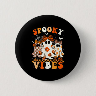 Spooky Vibes Ghost Retro Groovy Halloween Women Gi 6 Cm Round Badge