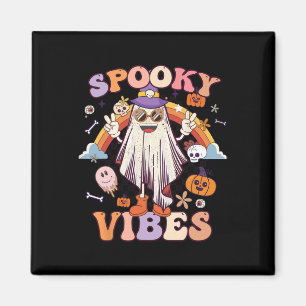 Spooky Vibes Ghost Retro Groovy Halloween Women Gi Magnet