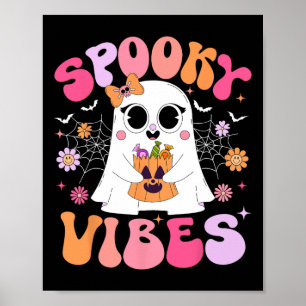 Spooky Vibes Ghost Retro Groovy Halloween Women Gi Poster