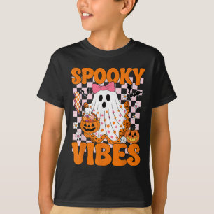 Spooky Vibes Ghost Retro Groovy Halloween Women Gi T-Shirt