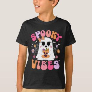 Spooky Vibes Ghost Retro Groovy Halloween Women Gi T-Shirt