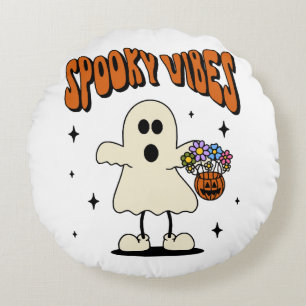 Spooky vibes ghost round cushion
