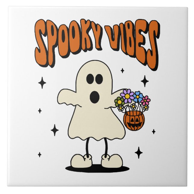 Spooky vibes ghost tile (Front)