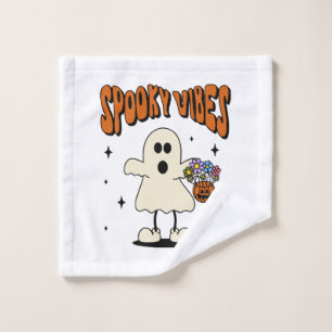 Spooky vibes ghost wash cloth