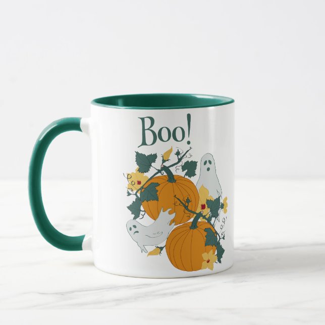 Spooky Vibes - Ghosts and Pumpkins Mug (Left)