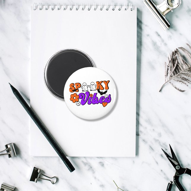 Spooky Vibes Ghosts Magnet (Spread spooky vibes with this whimsical Halloween magnet.)