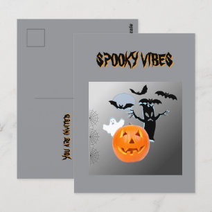 Spooky Vibes Halloween Bash Design Postcard