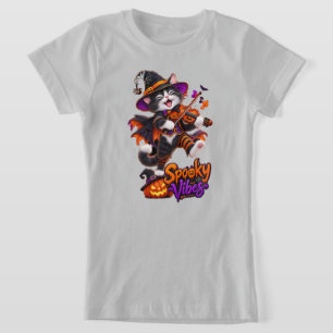 Spooky Vibes Halloween Cat T-Shirt