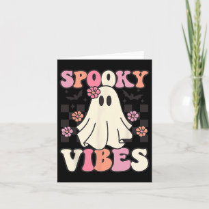 Spooky Vibes Halloween Ghost Costume Retro Groovy Card