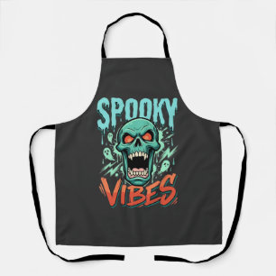 Spooky Vibes Halloween Ghost Skull Design_1 Apron