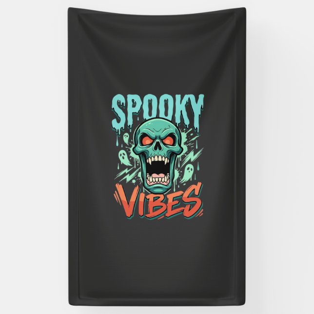 Spooky Vibes Halloween Ghost Skull Design_1 Banner (Vertical)