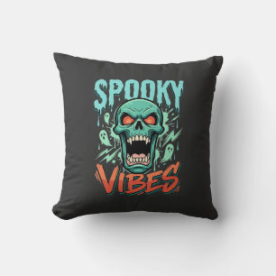 Spooky Vibes Halloween Ghost Skull Design_1 Cushion