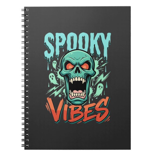 Spooky Vibes Halloween Ghost Skull Design_1 Notebook (Front)