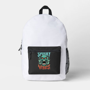 Spooky Vibes Halloween Ghost Skull Design_1 Printed Backpack