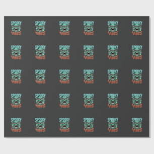 Spooky Vibes Halloween Ghost Skull Design_1 Wrapping Paper