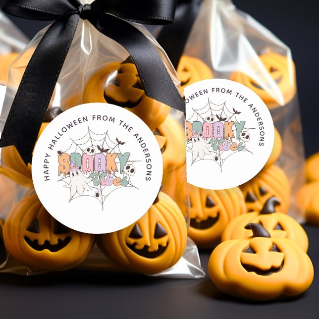 Spooky Vibes Halloween Groovy Treat Bag Sticker (Creator Uploaded)